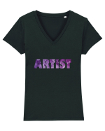 Purple ARTIST Tricou mânecă scurtă guler V Damă Evoker
