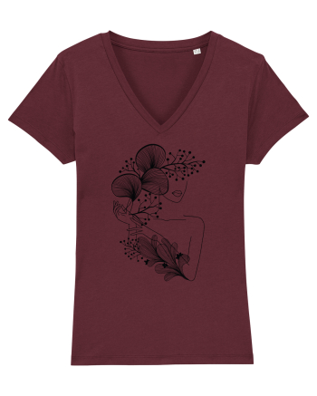 Silueta Floral Black Burgundy