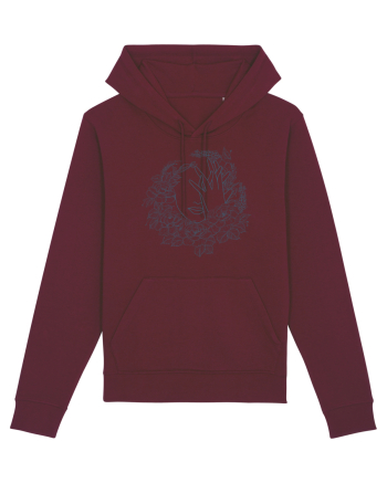 Blue Floral Feminin Burgundy