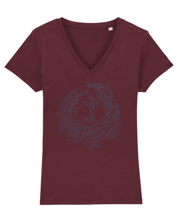 Blue Floral Feminin Burgundy