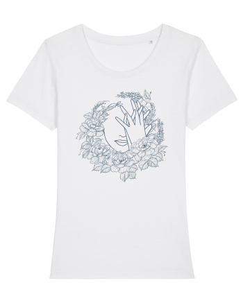 Blue Floral Feminin White