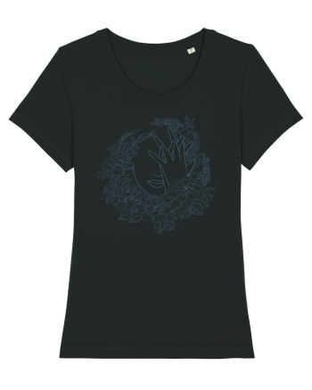 Blue Floral Feminin Black
