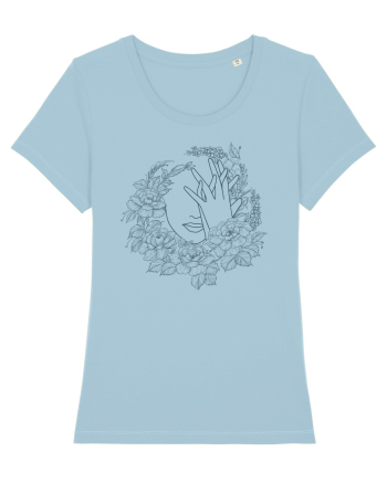 Blue Floral Feminin Sky Blue