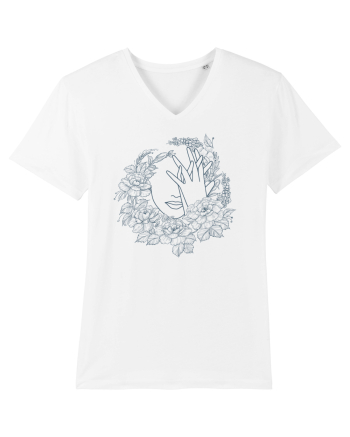 Blue Floral Feminin White