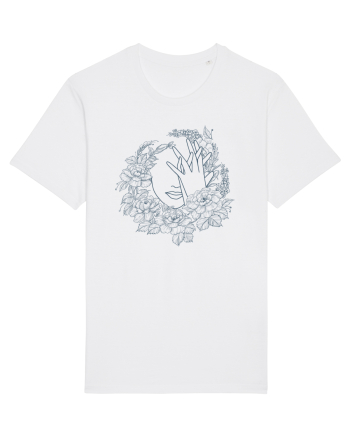 Blue Floral Feminin White