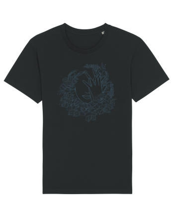 Blue Floral Feminin Black