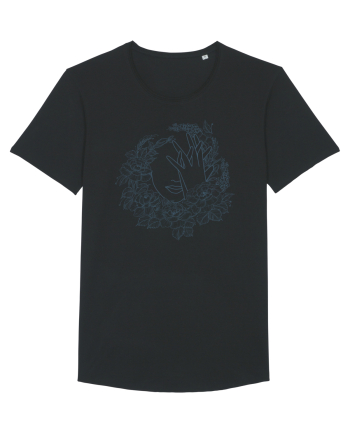 Blue Floral Feminin Black