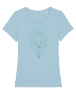 Silueta Fashion Blue Tricou mânecă scurtă guler larg fitted Damă Expresser