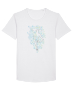 Silueta Fashion Blue Tricou mânecă scurtă guler larg Bărbat Skater
