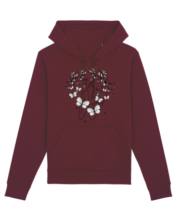 Floral Buttefly Feminin Burgundy