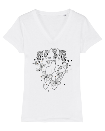Floral Buttefly Feminin White