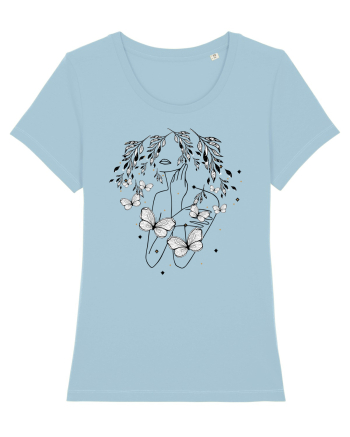 Floral Buttefly Feminin Sky Blue