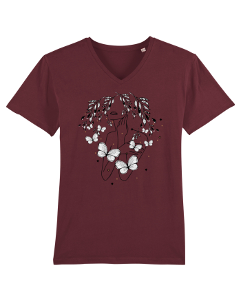 Floral Buttefly Feminin Burgundy