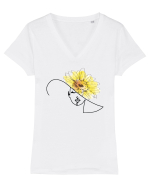 Sunflower Head Feminin Tricou mânecă scurtă guler V Damă Evoker