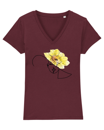 Sunflower Head Feminin Burgundy