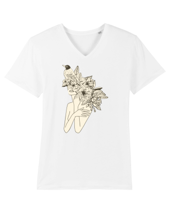 Bird Floral Head Feminin White