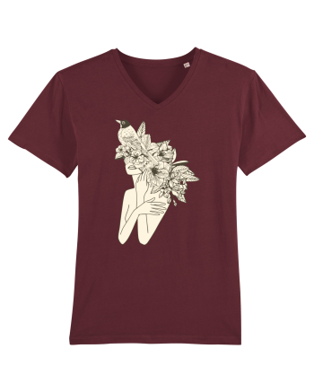 Bird Floral Head Feminin Burgundy