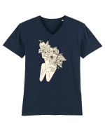 Bird Floral Head Feminin Tricou mânecă scurtă guler V Bărbat Presenter
