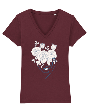 Floral Head Lips Burgundy