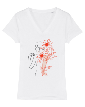 Floral Back Feminin White