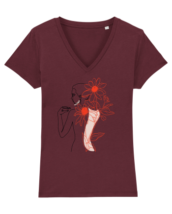 Floral Back Feminin Burgundy