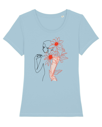Floral Back Feminin Sky Blue