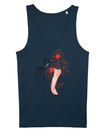 Floral Back Feminin Navy