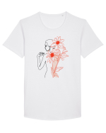 Floral Back Feminin Tricou mânecă scurtă guler larg Bărbat Skater