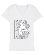 Floral Side Feminin Tricou mânecă scurtă guler V Damă Evoker