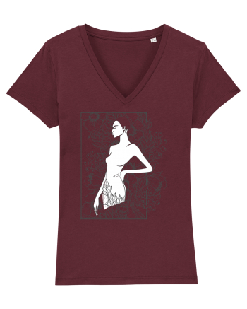 Floral Side Feminin Burgundy