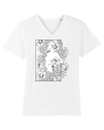 Floral Side Feminin Tricou mânecă scurtă guler V Bărbat Presenter