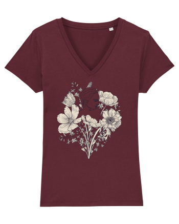 Silueta in Flori Back Burgundy