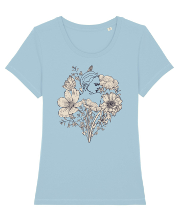 Silueta in Flori Back Sky Blue