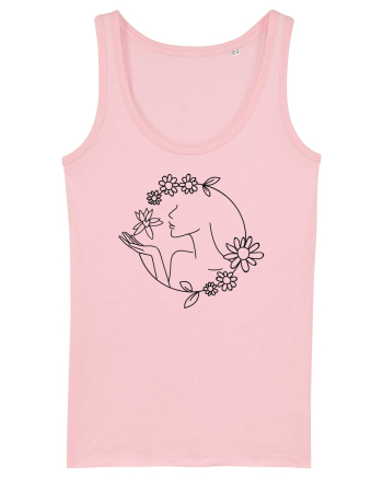 Floral Line Art Cotton Pink