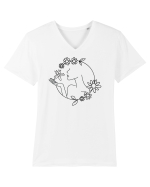 Floral Line Art Tricou mânecă scurtă guler V Bărbat Presenter