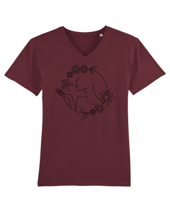 Floral Line Art Burgundy