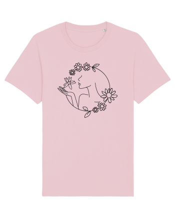Floral Line Art Cotton Pink
