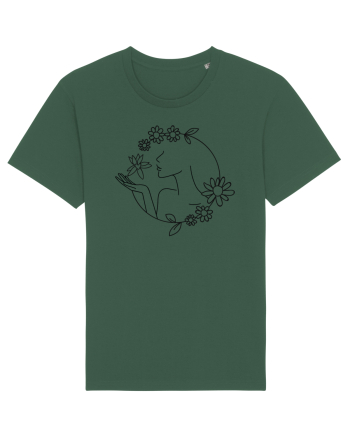 Floral Line Art Bottle Green