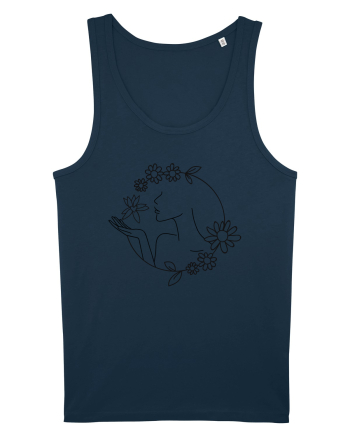Floral Line Art Navy