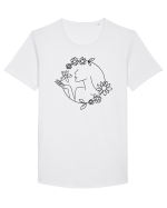 Floral Line Art Tricou mânecă scurtă guler larg Bărbat Skater