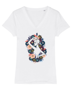 Colorful Feminin Back Tricou mânecă scurtă guler V Damă Evoker