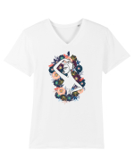 Colorful Feminin Back Tricou mânecă scurtă guler V Bărbat Presenter