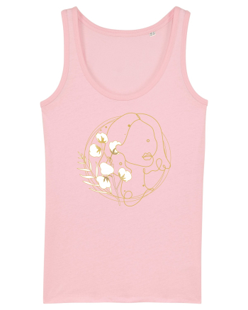 Yellow Line Art Feminin Cotton Pink