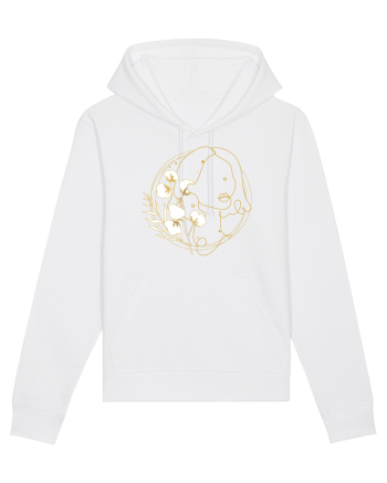 Yellow Line Art Feminin White