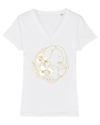 Yellow Line Art Feminin White