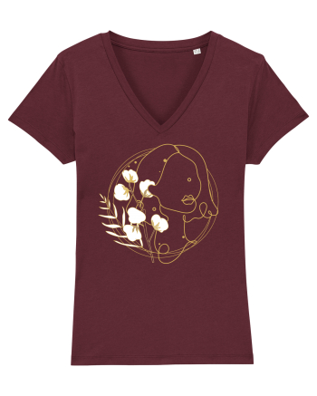 Yellow Line Art Feminin Burgundy