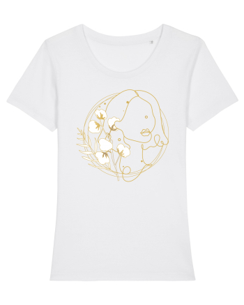 Yellow Line Art Feminin White