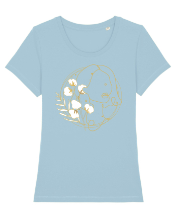 Yellow Line Art Feminin Sky Blue