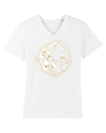 Yellow Line Art Feminin White