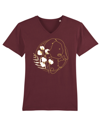 Yellow Line Art Feminin Burgundy